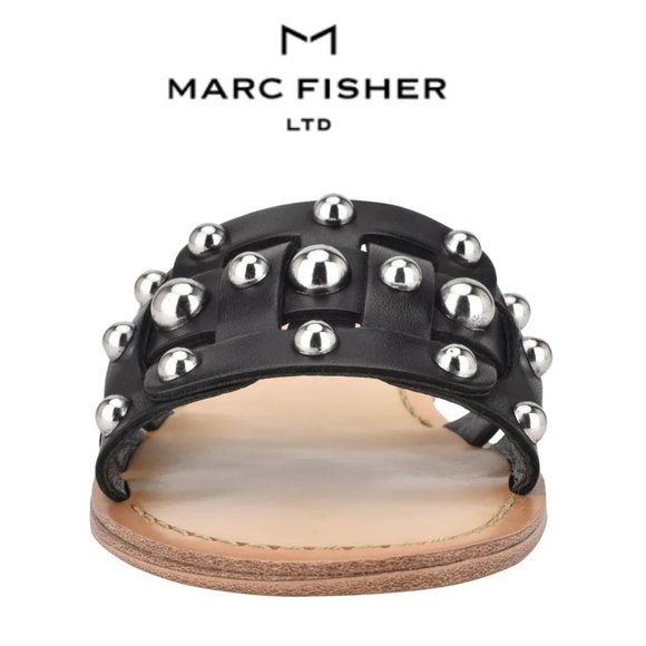 NEW Marc Fisher LTD Pacca Slide Sandal, Size 6.5, 7 and 9 in Black Leather - Picture 4 of 9